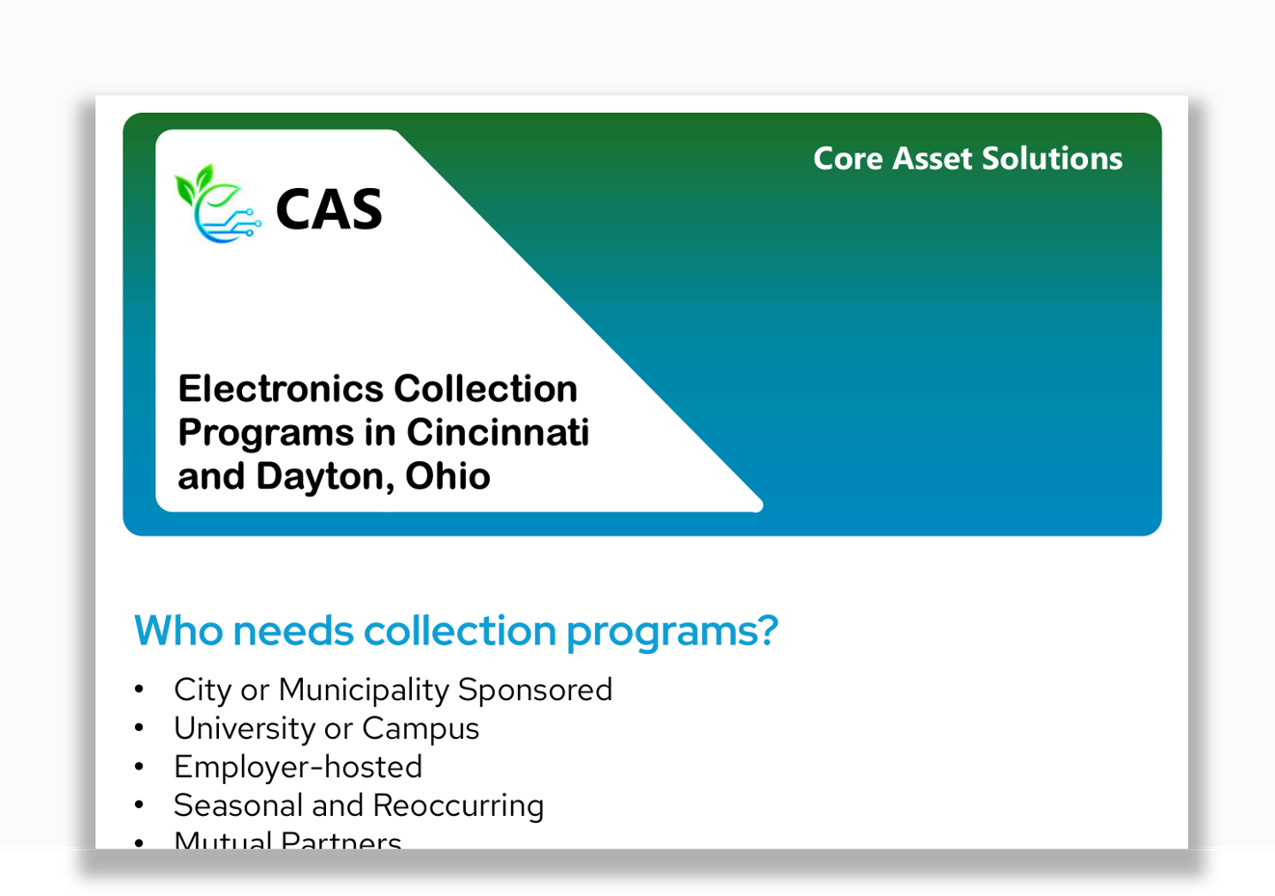 Electronics collection programs resource